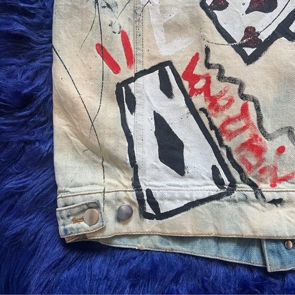 New! Rare FAITH CONNEXION Card Casino Oversized Denim Vest - Picture 9 of 10